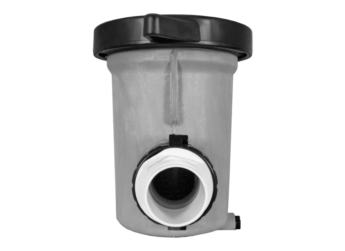 A gray plastic Sequence® Basket Strainer (WW) container with a hole in it, designed for straining, made by TAS.