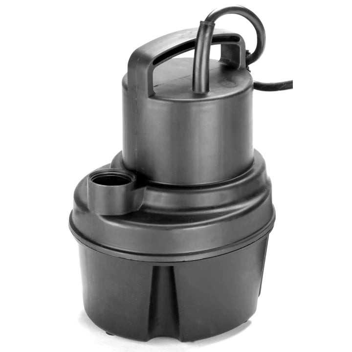 A black submersible pump on a white background, the TAS Danner Utility Pool Pump is ideal for de-watering applications with its maximum flow rate.