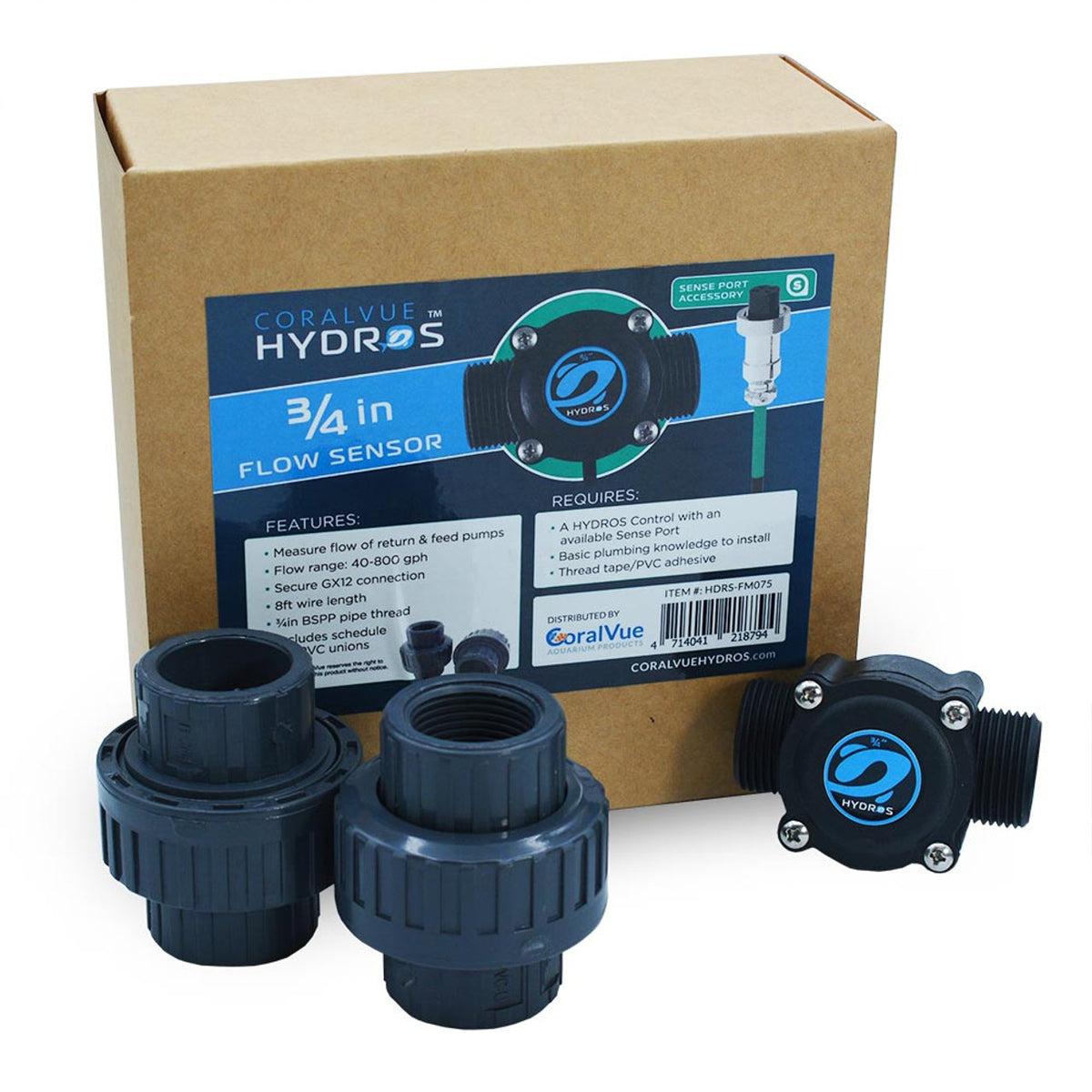 Hydrolics flanged hose fittings kit with a TAS HYDROS Flow Sensor.