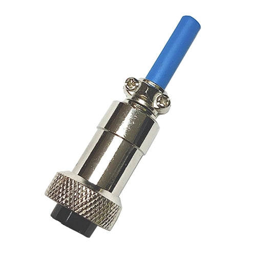 A blue plastic connector on a white background with HYDROS Command Bus Terminator ports. Brand name: TAS.