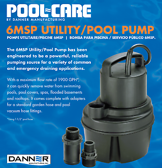 The TAS Danner Utility Pool Pump is the ideal pool care utility pump, offering maximum flow rate for efficient water circulation. Perfect for all types of de-watering applications.