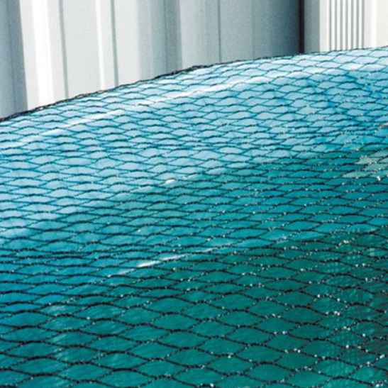 A car covered in a black polyester net with 1/4" mesh Fish Tank Covers netting, resembling Pentair fish tank covers.