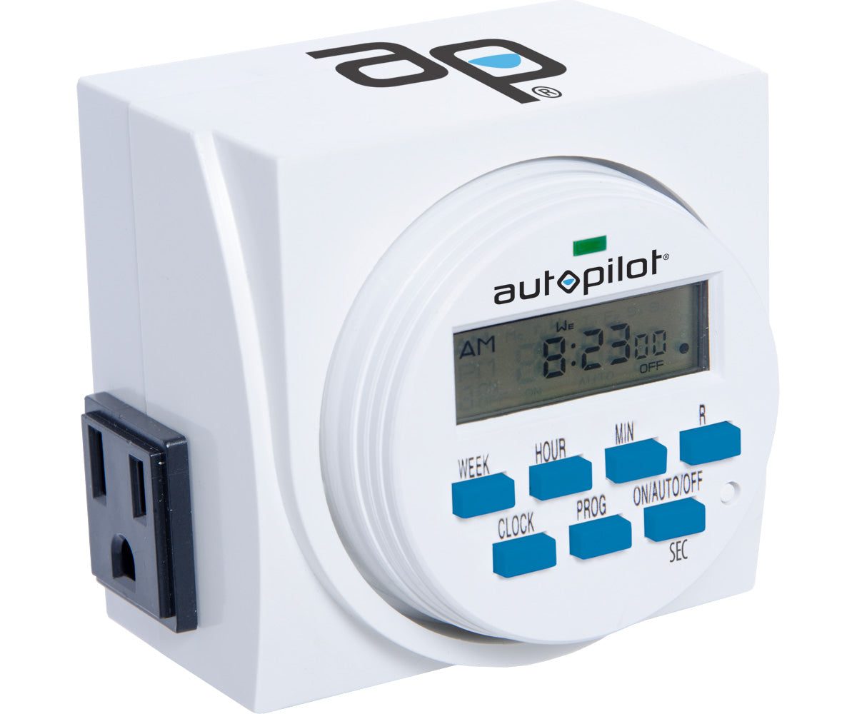 A TAS Dual Outlet Digital Timer with the word autopitch on it, perfect for outlets and programmable timer functions.