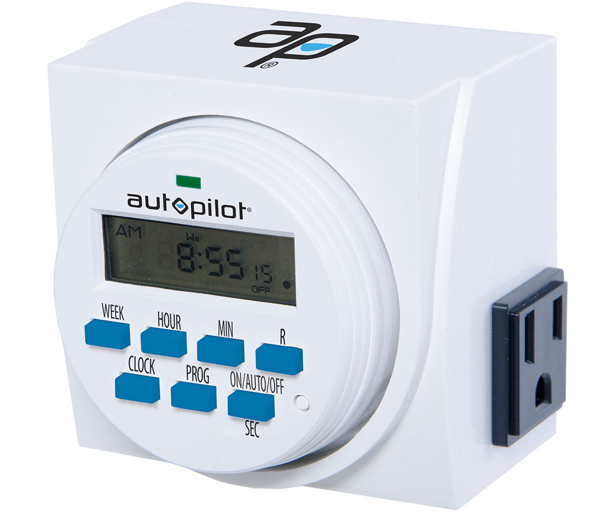A Dual Outlet Digital Timer with the word autopitch on it.