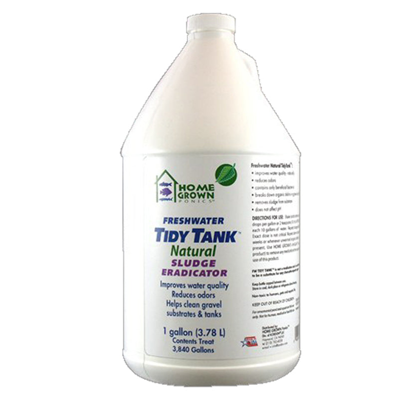 A gallon of TAS - Tidy Tank Sludge Eradicator on a white background.