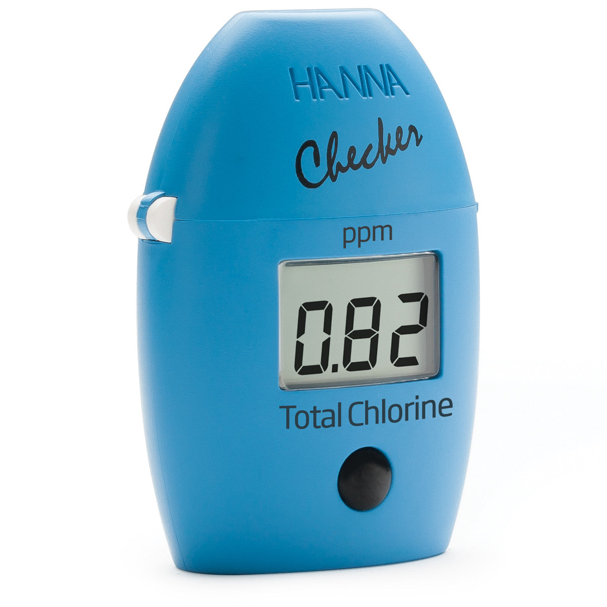 The TAS Total Chlorine Checker HC, ideal for swimming pools and spas, shows a total chlorine measurement of &quot;0.82 ppm&quot; and comes in blue.