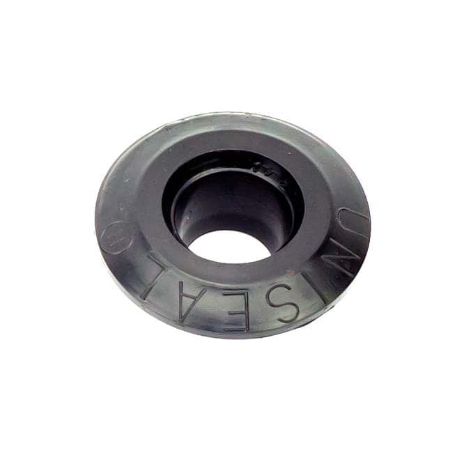 A cost-effective black plastic ring with The Original UniSeal by TAS on it.